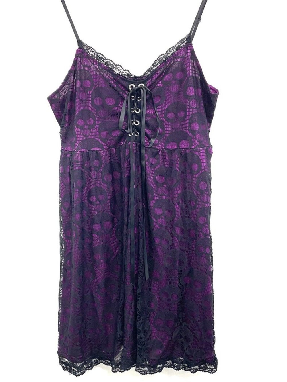 Rosegal Dress Babydoll Skull Whimsigoth Fairy Grunge Witchy Goth Black Purple 1X